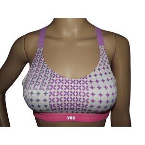 Victoria's Secret VSX Sport Bra 32B pink purple white geometric geo floral